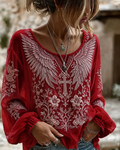 Women'S Casual Belief Plant Flower Art Pattern Printed Top