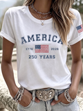Women'S America Flag Printed Casual T-Shirt