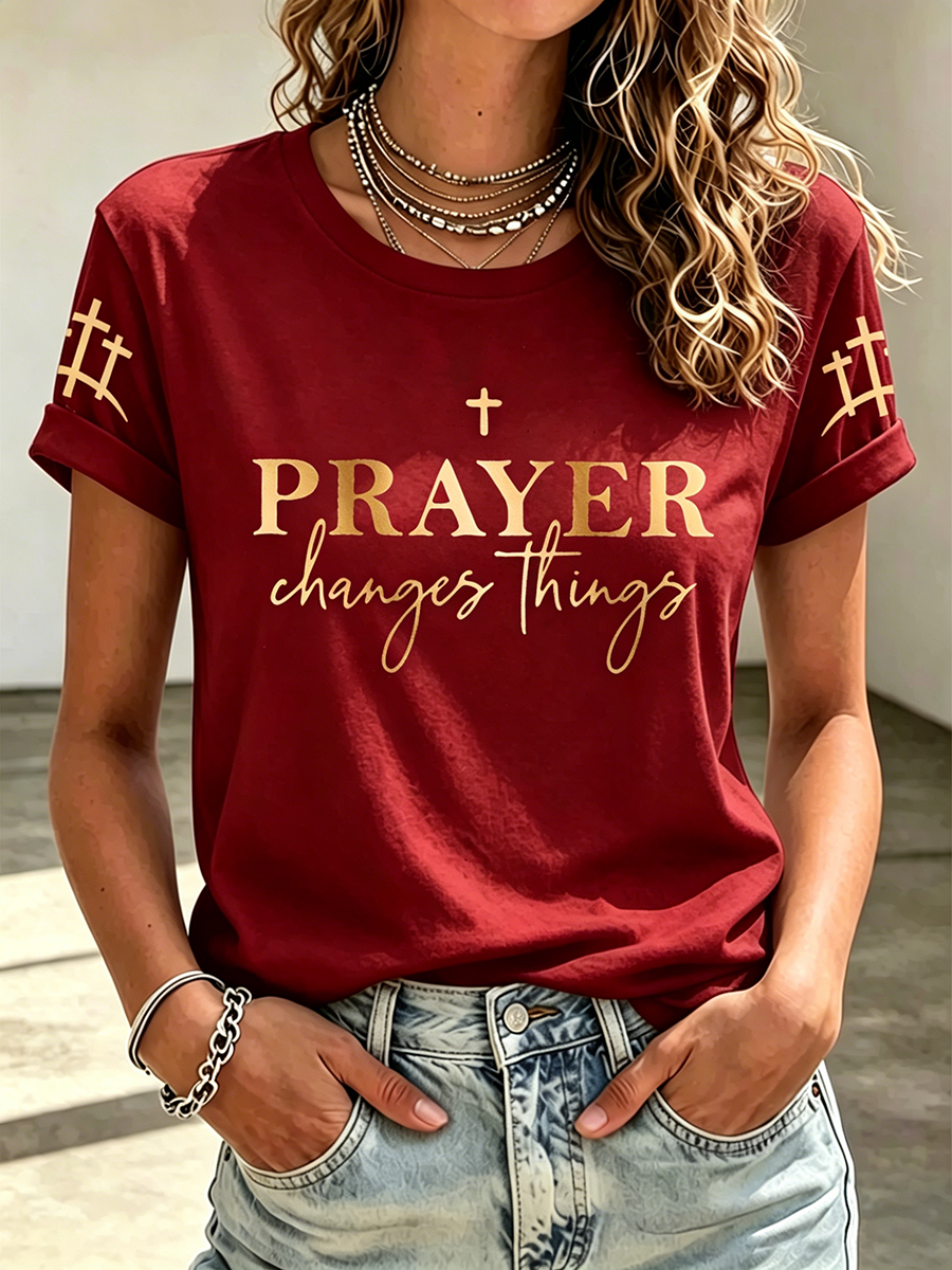 Jesus Faith Commemorative Printed Round Neck Top