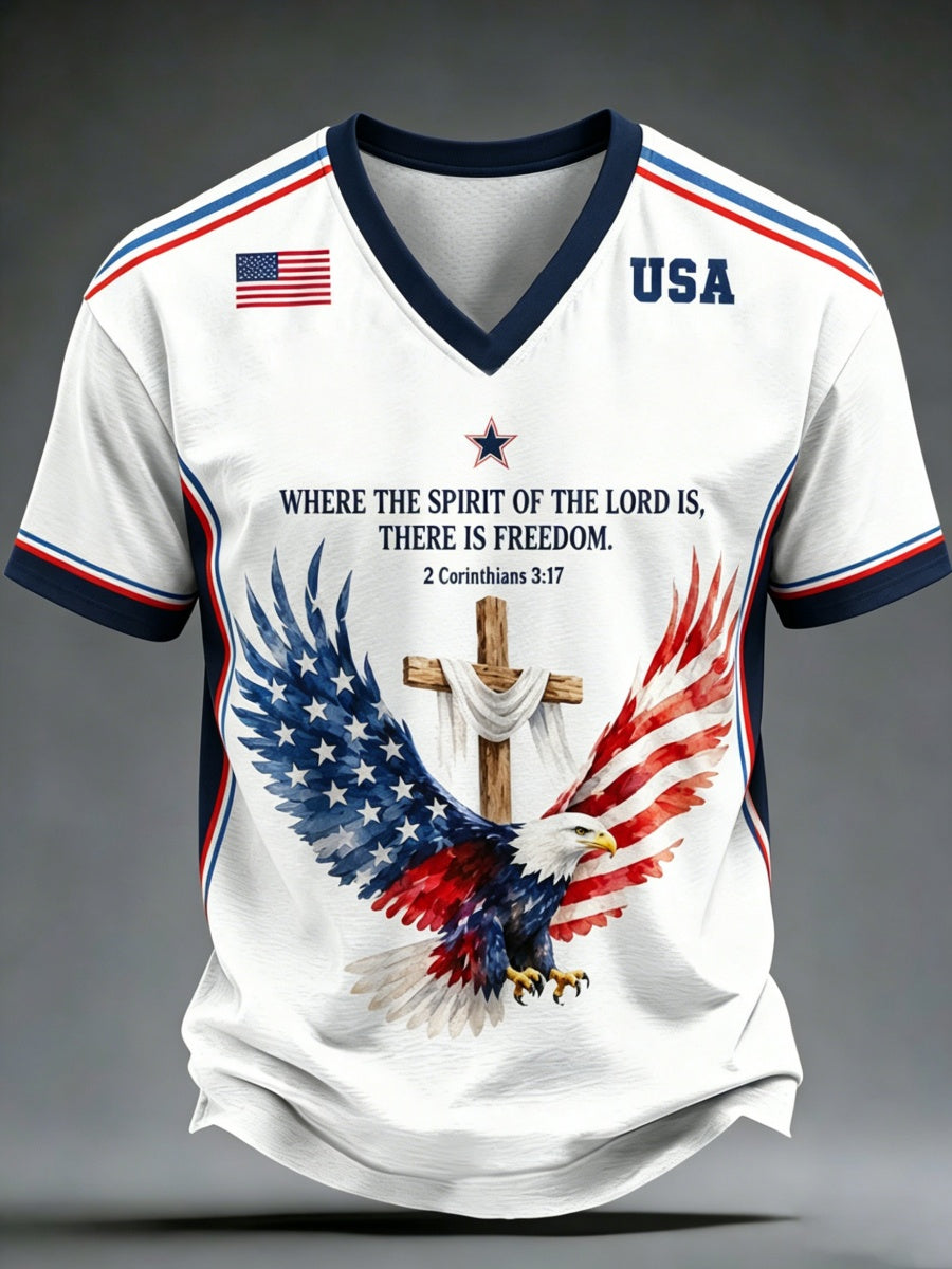 USA Faith Art Men's V-Neck T-Shirt