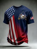 Men's Retro American Independence Day Flag Printed T-shirt