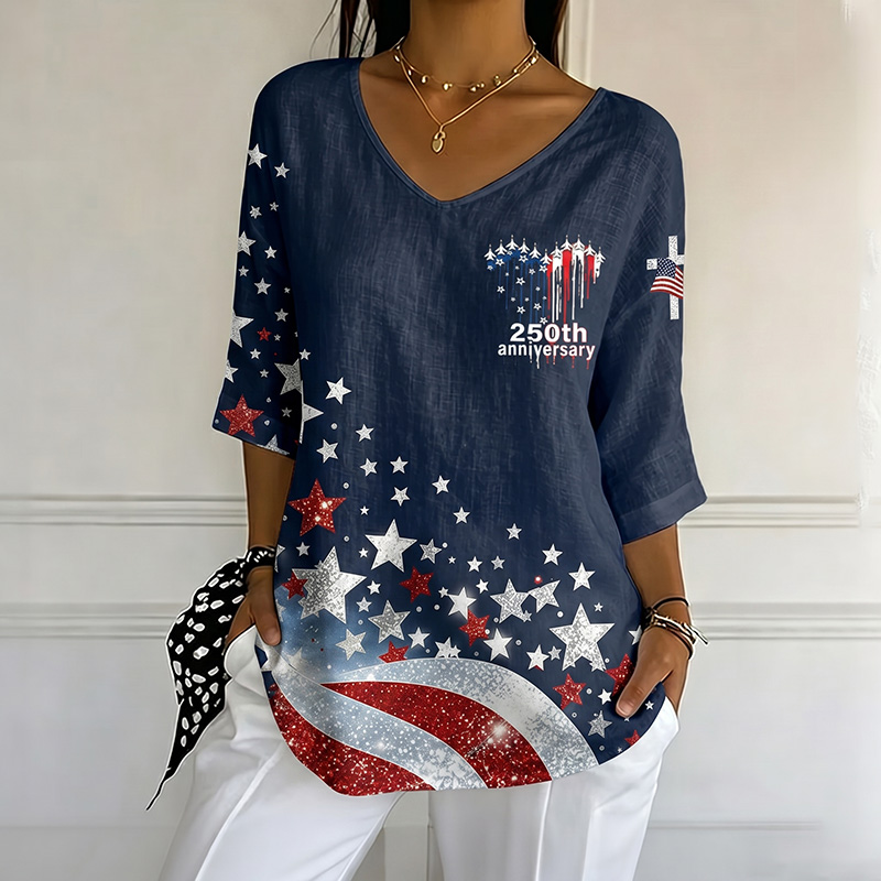 Women's US 250th Anniversary Print Casual Top