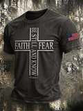 Men'S Faith Cross Printed Casual T-Shirt