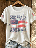 Women's Love for Jesus and American Short Sleeve T-Shirt