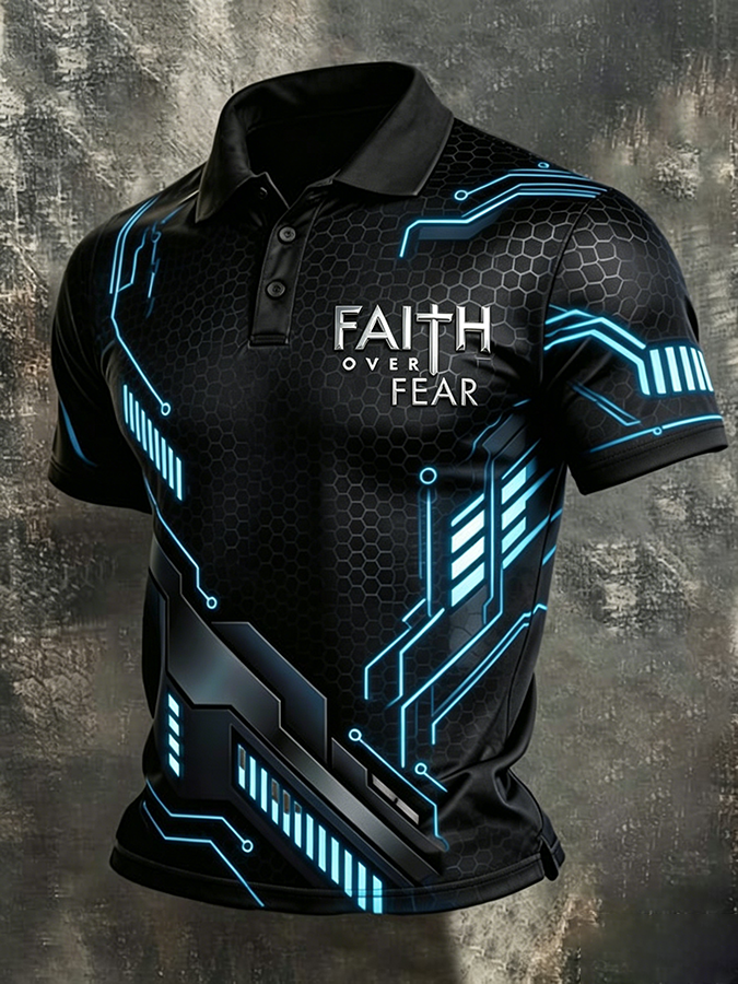 Men'S Faith Printed Casual Lapel POLO