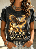 Women's Fly Free Jackie Golden Glow Eagle Sunset Landscape Vintage T‑Shirt