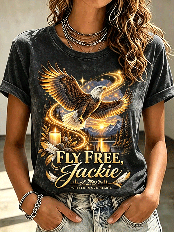 Women's Fly Free Jackie Golden Glow Eagle Sunset Landscape Vintage T‑Shirt