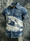 Men's Three Cross Mountain Vintage Washed Short Sleeve Shirt