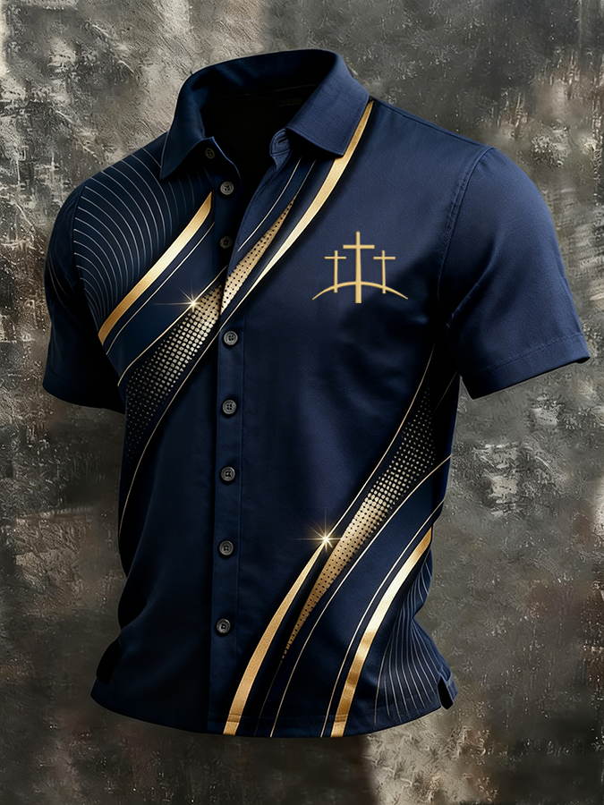 Men's Faith Cross Printed Casual Shirt