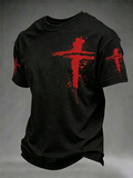 Men's Faith Cross Print Round Neck T-shirt