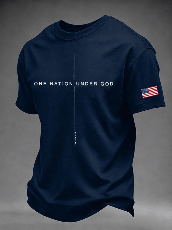 Men'S Patriotic Printed T-Shirt With Faith Printed On It