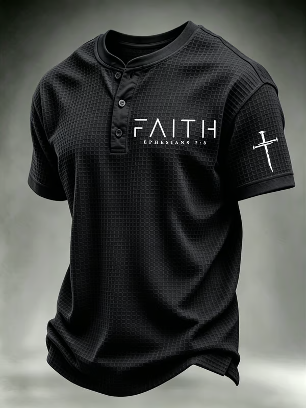 Men's Faith waffle knit Henley Shirt