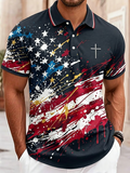 Men's American Flag Faith Art Short-Sleeve Polo Shirt