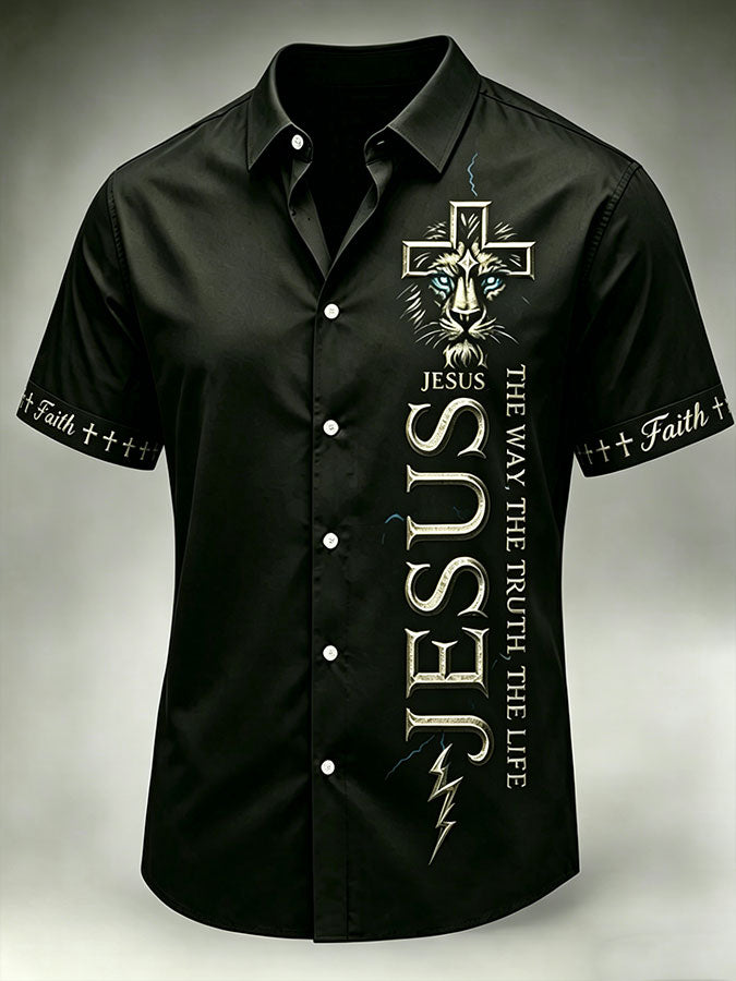 Men'S Faith Printed Casual Collar Shirt