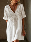 Women's Cross Cotton-Linen Long Top