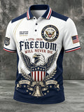 Men'S Casual American 250Th Anniversary Bald Eagle Printed Polo Shirt