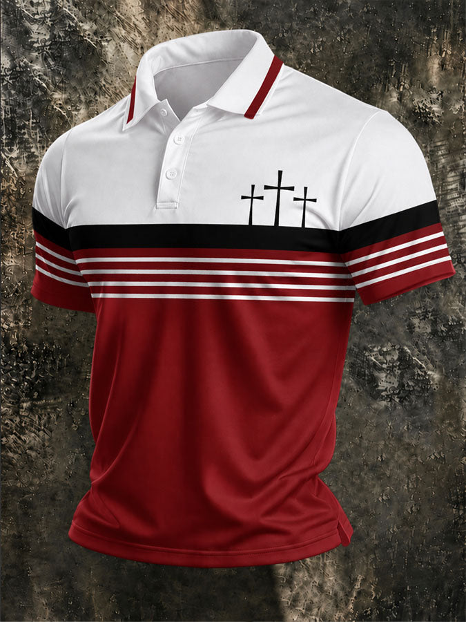 Men's Faith Cross Printed Polo Shirt