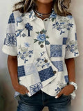 Women'S Retro Floral Print Top