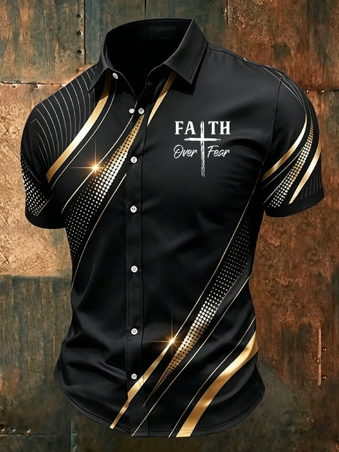 Men's Faith Over Fear Printed Casual Shirt