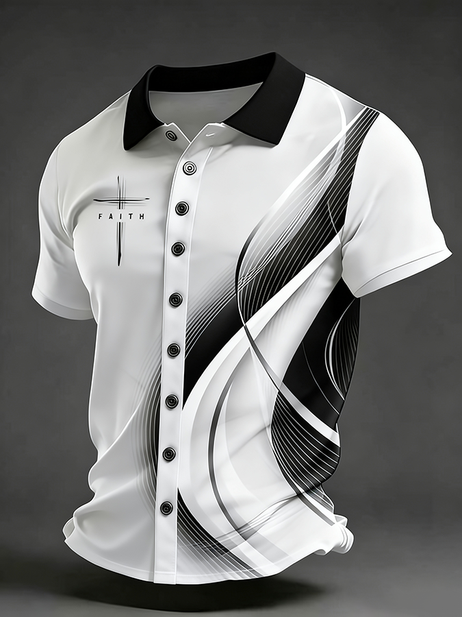 Men's Faith Cross Printed Casual Shirt