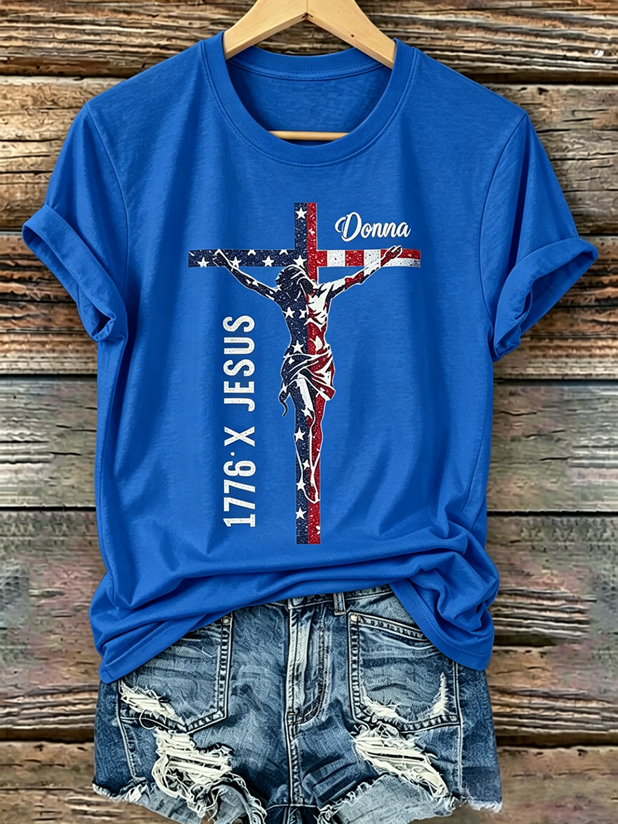 250Th Anniversary Commemorative Faith Glitter Printed Round Neck Top In The United States