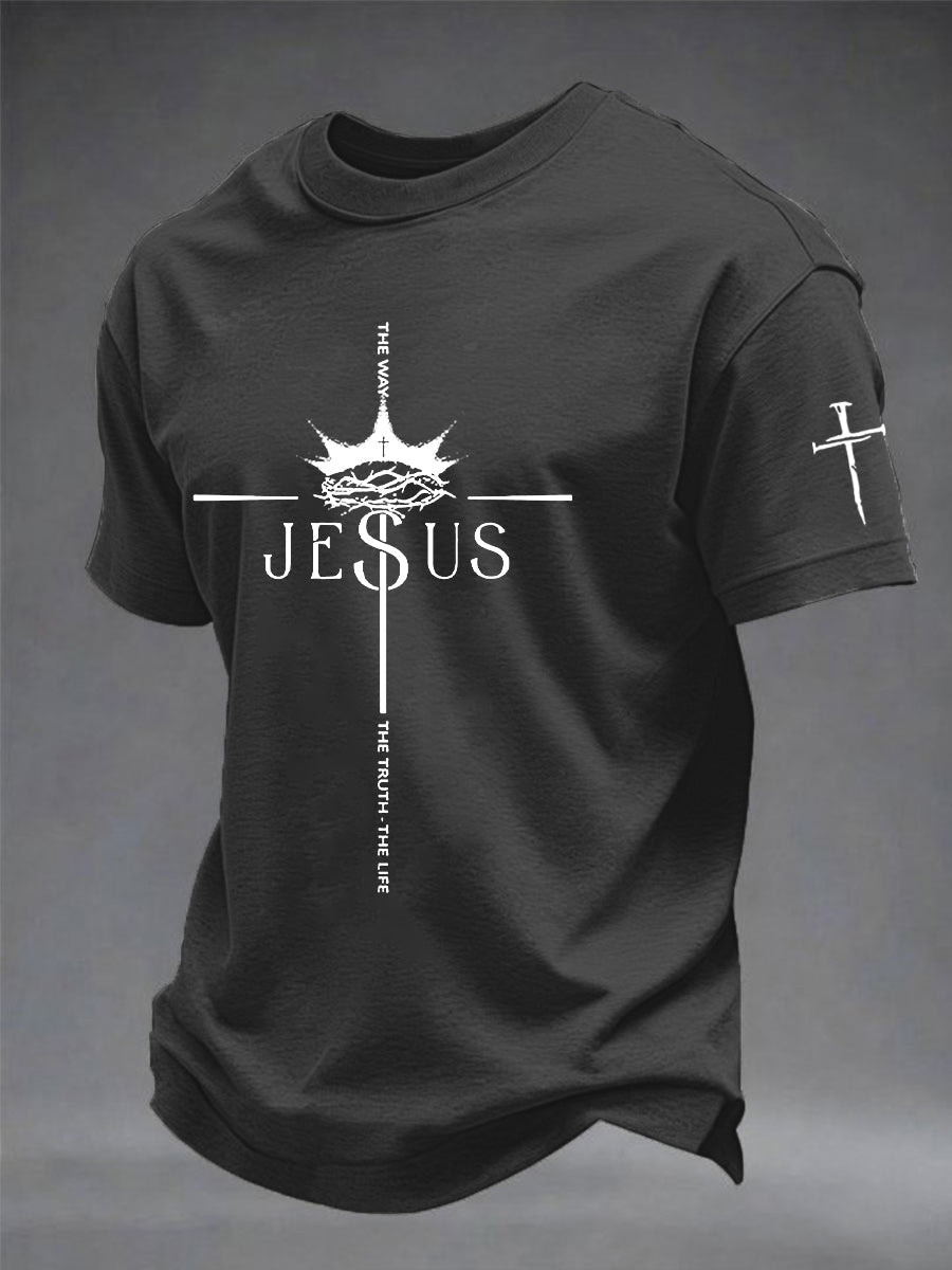 Men'S Christian Gospel Of Jesus John 14:6 Cross Of The Way, Truth, And Life Short Sleeved T-Shirt