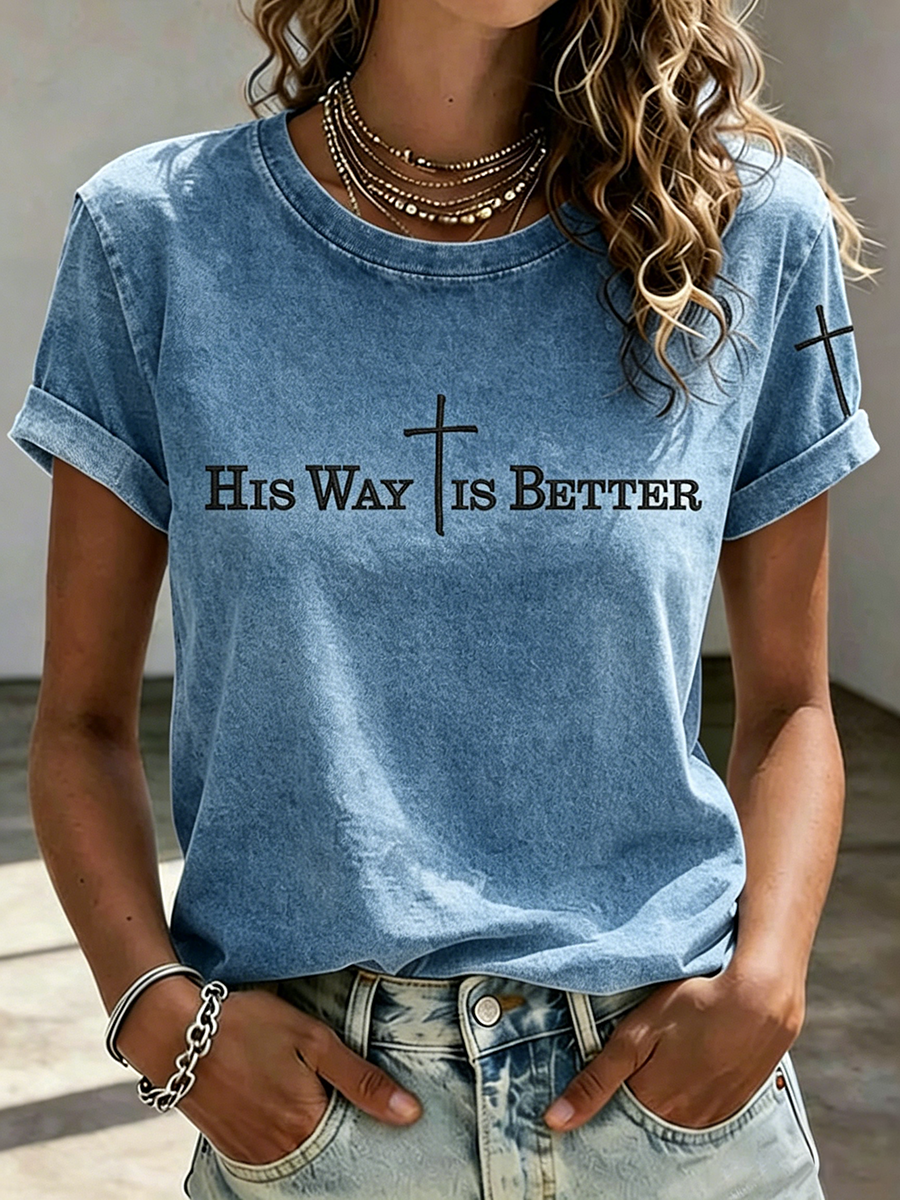 Faith In Jesus Slogan Slogan Commemorative Print Casual T-Shirt