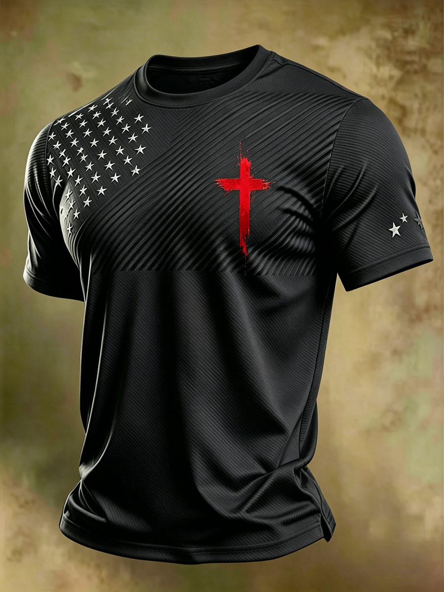 Jesus Faith Memorial Washed Vintage Printed Round Neck T-Shirt