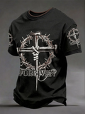 Men'S 'Forgiven' Studded Cross Thorn T-Shirts