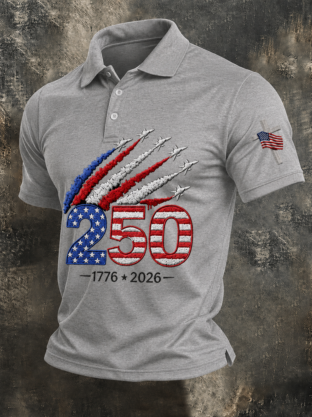 Men'S Retro 250Th Anniversary Celebration Printed Polo Shirt