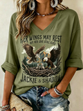 Women's V-Neck Retro Forever Free Printed T-shirt