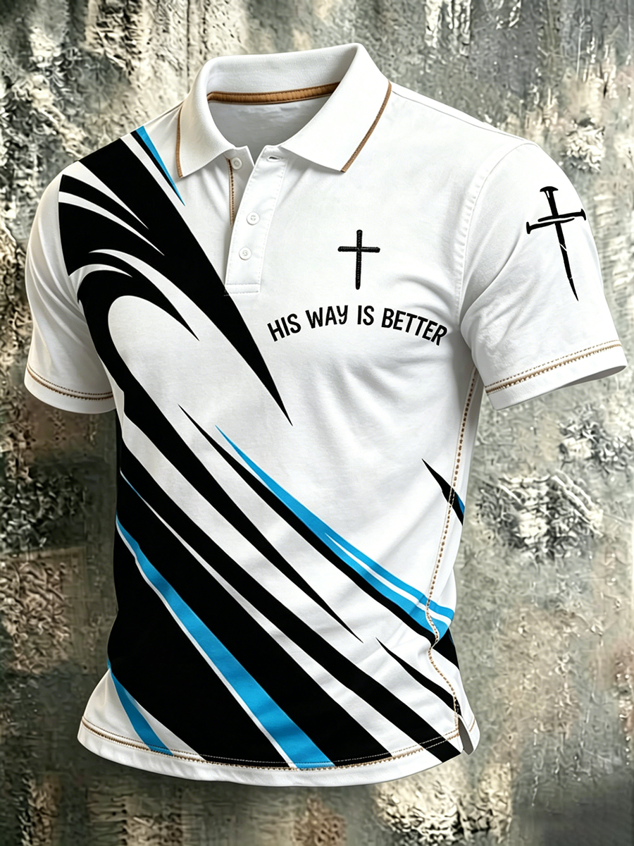 Religious Belief Cross Print Lapel Top