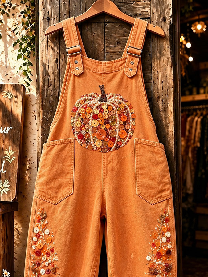 Women'S Retro Autumn Pumpkin Print Workwear