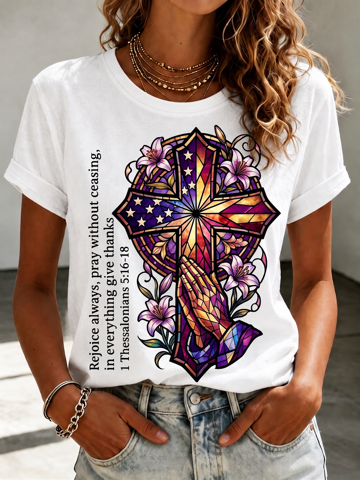 Women'S Faith Flag Printed Casual T-Shirt