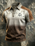 Men'S Western Cross Print Polo Shirt
