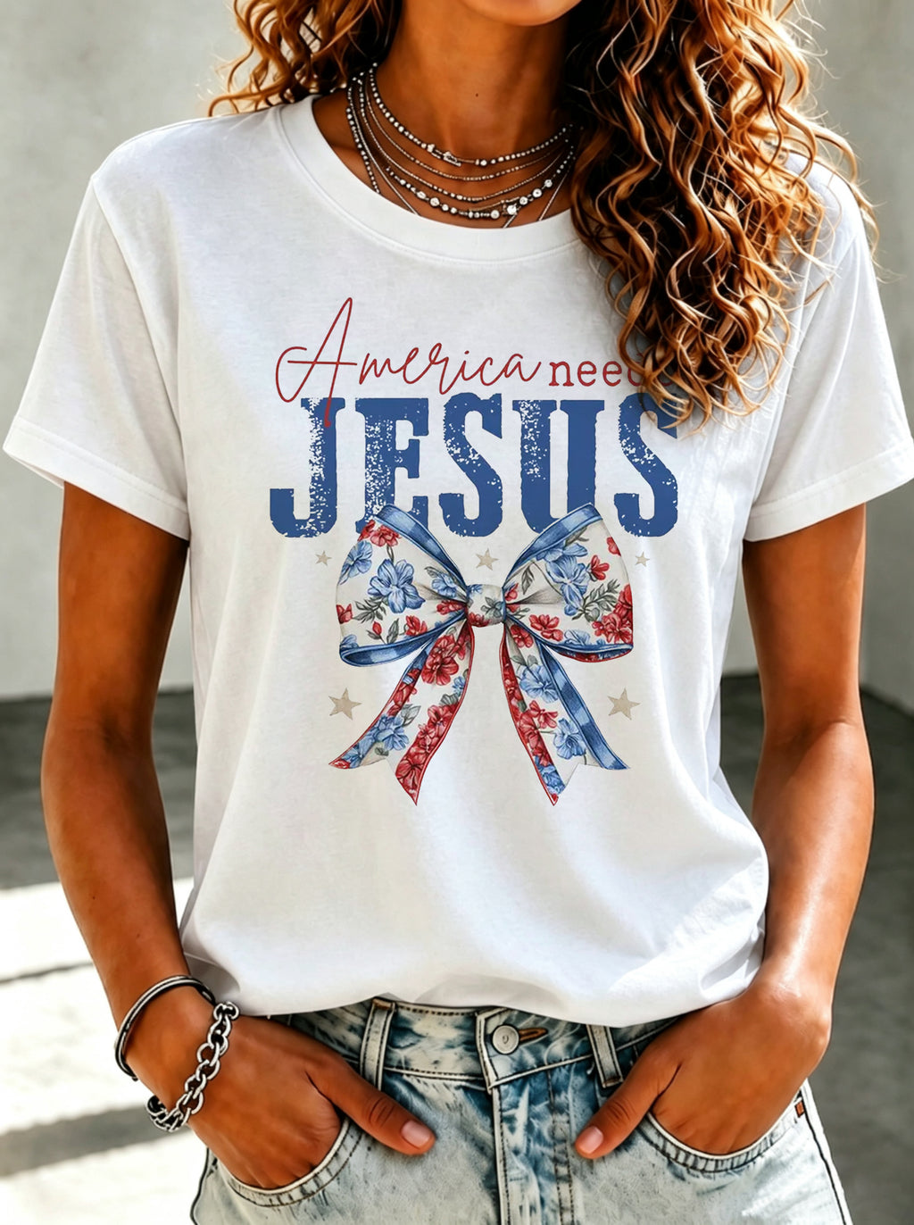 American Jesus Faith Memorial Printed Casual T-Shirt