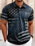 Men's American Flag Faith Art Short-Sleeve Polo Shirt