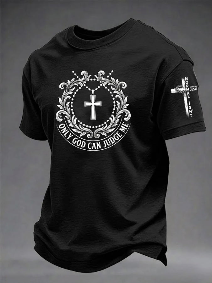 Men's Jesus Religious Beliefs Printed Short Sleeve T-shirt