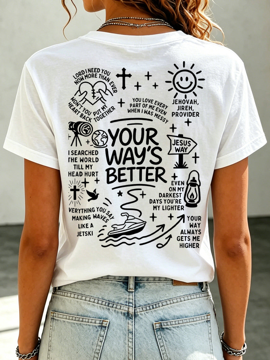 Faith Jesus Slogan Commemorative Print Casual T-Shirt