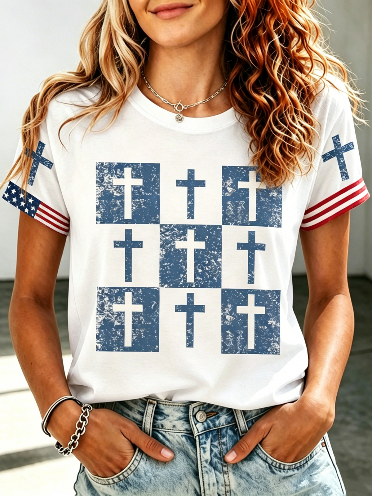 Women'S Religious Faith Floral Art Printed T-Shirt