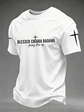 Faith Jesus Cross Embroidered Printed Casual Round Neck T-Shirt