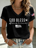 Women'S America Flag Print Printed T-Shirt
