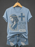 Women's Loves Jesus Crew Neck Short Sleeve T-shirt