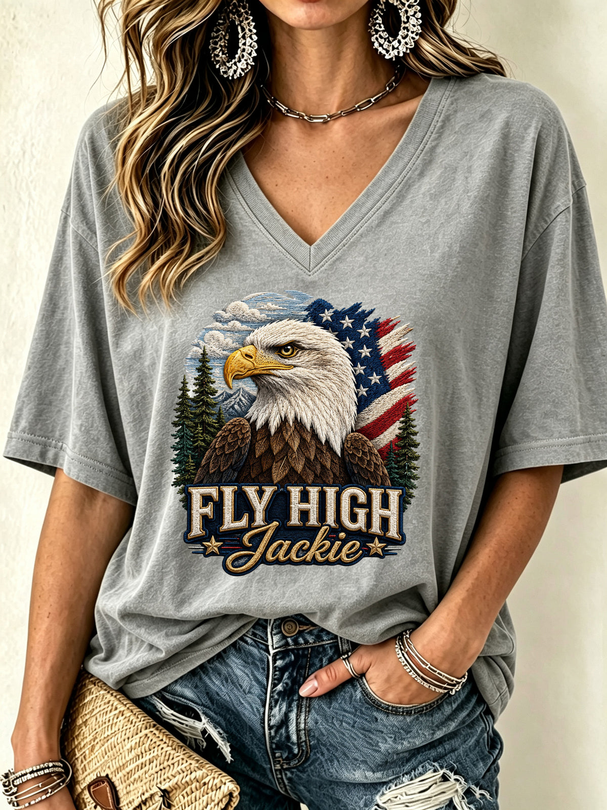 Women'S Eagle Print Short-Sleeve T-Shirt