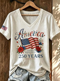 Women's America Flag Faith Print Printed T-Shirt
