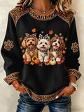 Women's Autumn Fun Dog Print Casual Sweatshirt