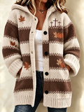 Women'S Casual Printed Knitted Cardigan