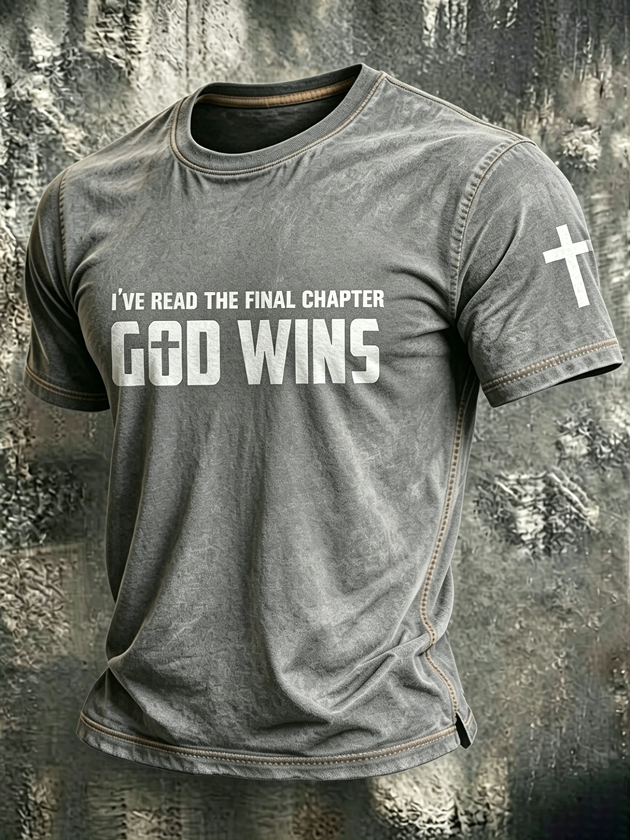 Jesus Cross Faith Commemorative Printed Round Neck T-Shirt