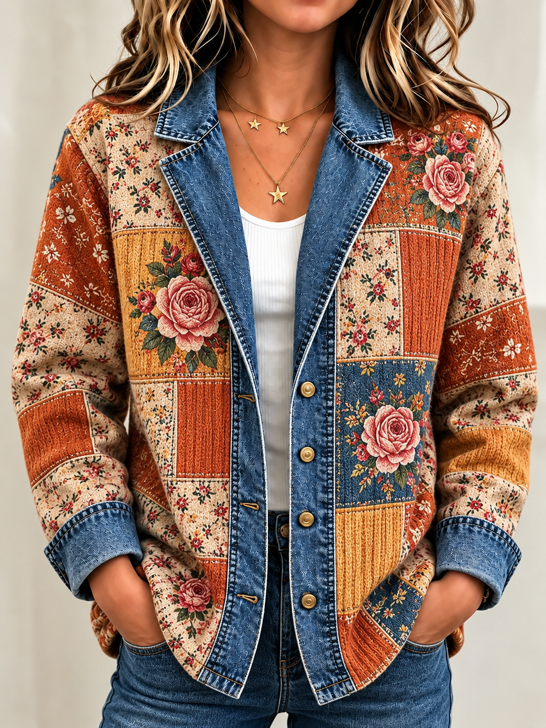 Women'S Casual Color Blocked Knitted Cardigan