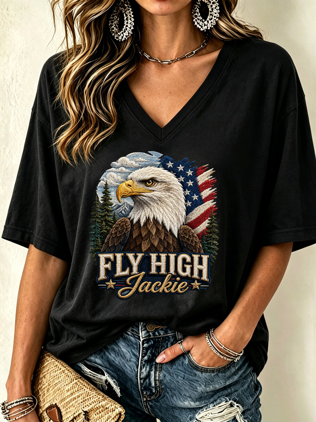 Women'S Eagle Print Short-Sleeve T-Shirt